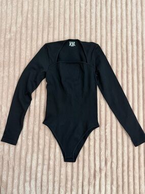 OQQ NWOT Black Ribbed Bodysuit